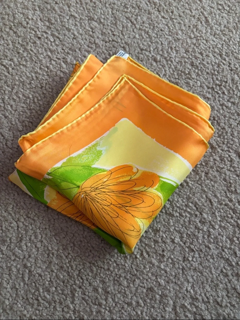 Vera Neumann Orange Border Floral Silk Scarf